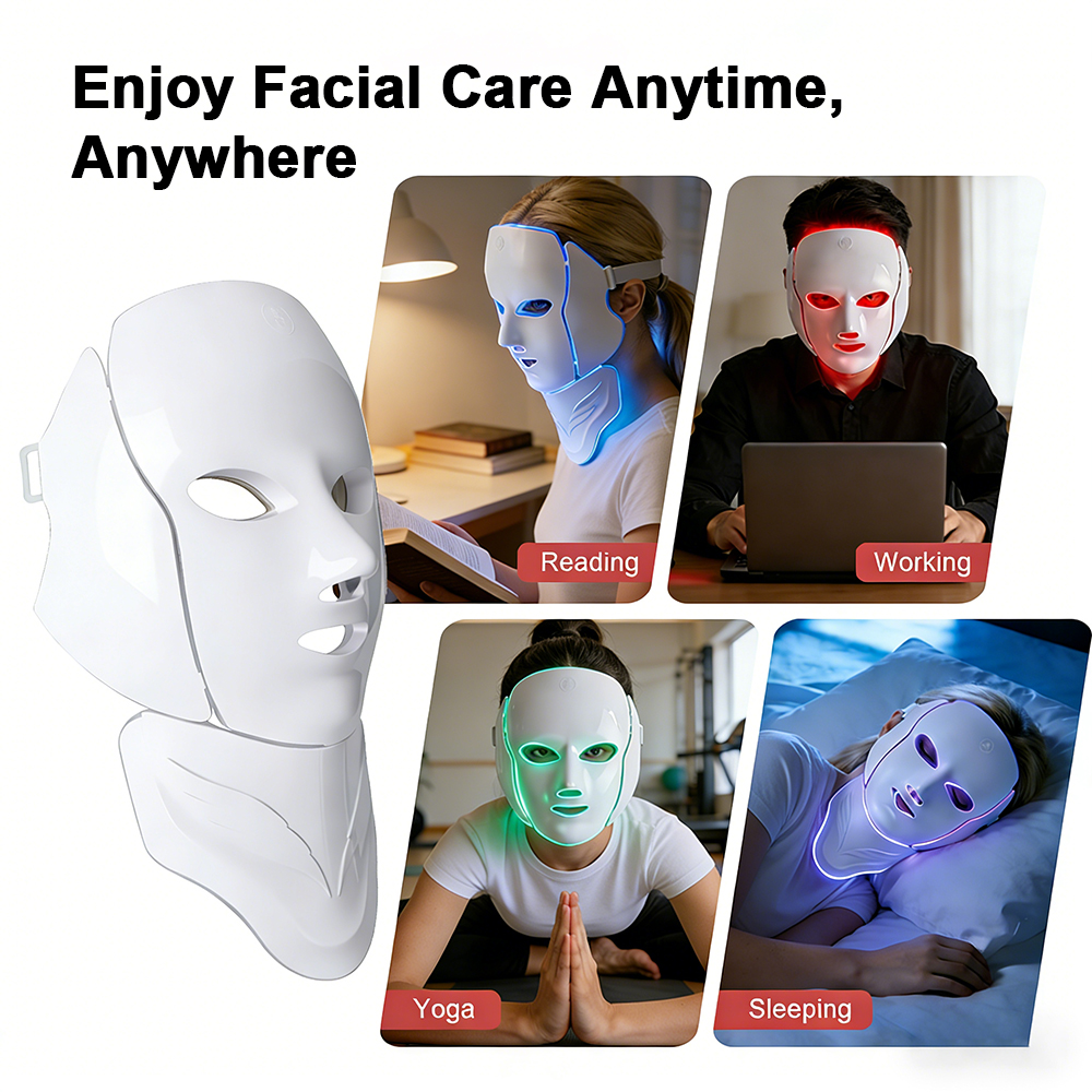 Wireless 7 Colors LED Face Nec - đánh giá và giá Skincare Glow